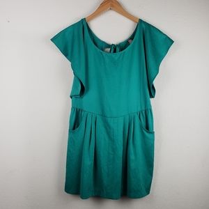 Free people Green 2 Pocket Open Back Mini Dress